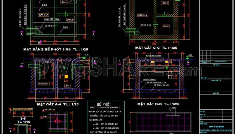 149. CAD drawings detailing the design of water supply and drainage systems for a 3-story townhouse (7)