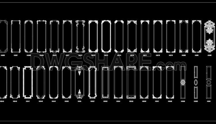 159. Free CAD Blocks Download European & French Carved Wall Panel Molding (1)