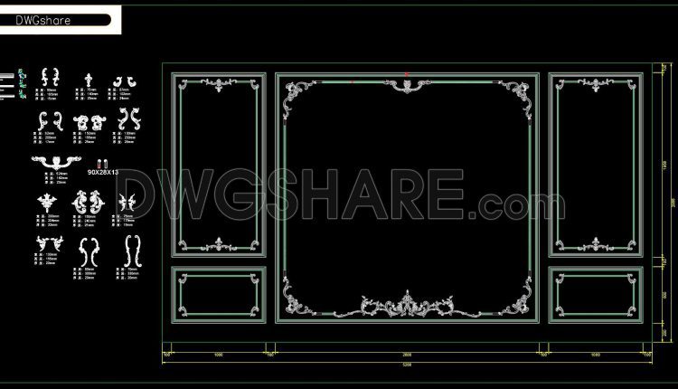 161. Free Download Luxury French-Style Background Wall Module DWG File (1)