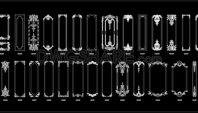 163. Free CAD Blocks Download European & French Carved Wall Panel Molding (1)