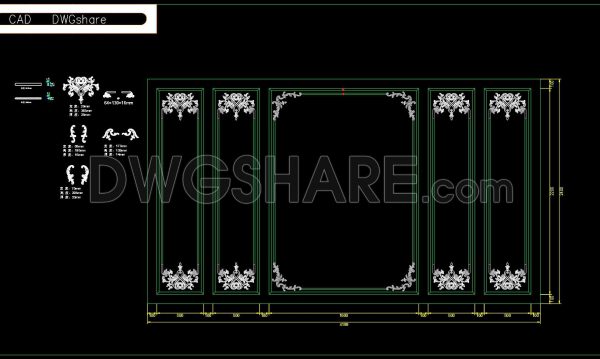 166. Free Download Luxury French-Style Background Wall Module DWG File