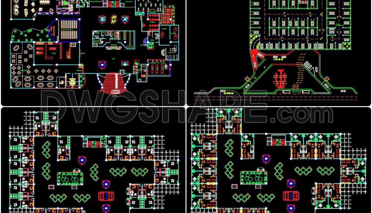 170. Download 5-storey hotel architectural drawings including floor plans, elevations, and sections (2)