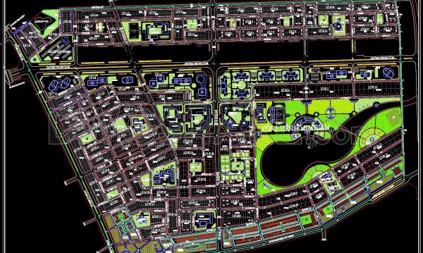 184. Download Cad Master Plan Of Urban Land Use Planning With Park And Residential Areas