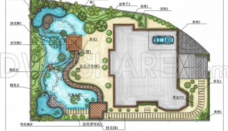 194. Free Villa Courtyard Landscape CAD Drawings – Download Now (2)