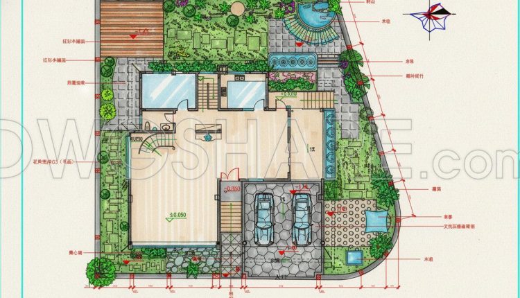 195. Free Download Villa Courtyard Construction Drawings – Detached House (CAD (3)