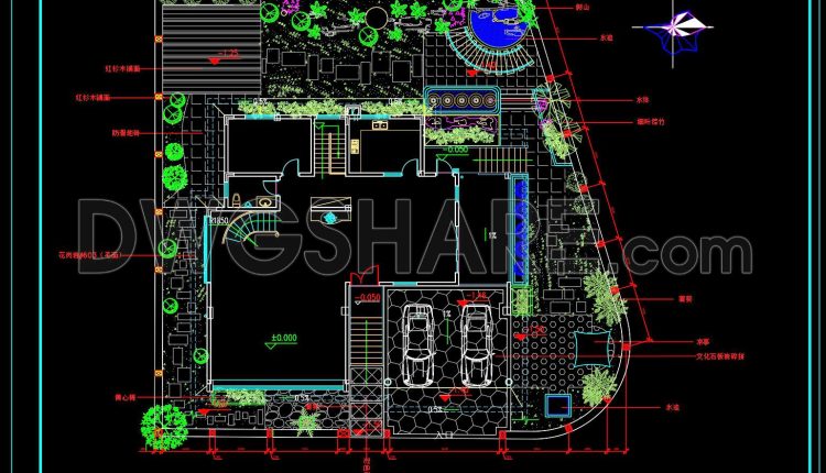 195. Free Download Villa Courtyard Construction Drawings – Detached House (CAD (2)