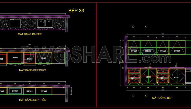 218. Download Free Detailed CAD Drawings of Home Kitchen Cabinets (1)
