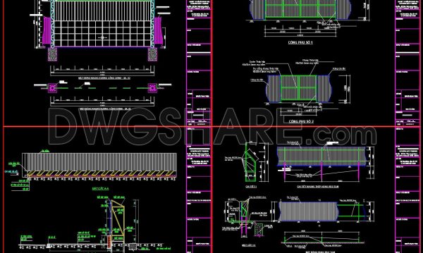 235. Steel Fence & Gate CAD Drawing – Plan, Elevation & Sections