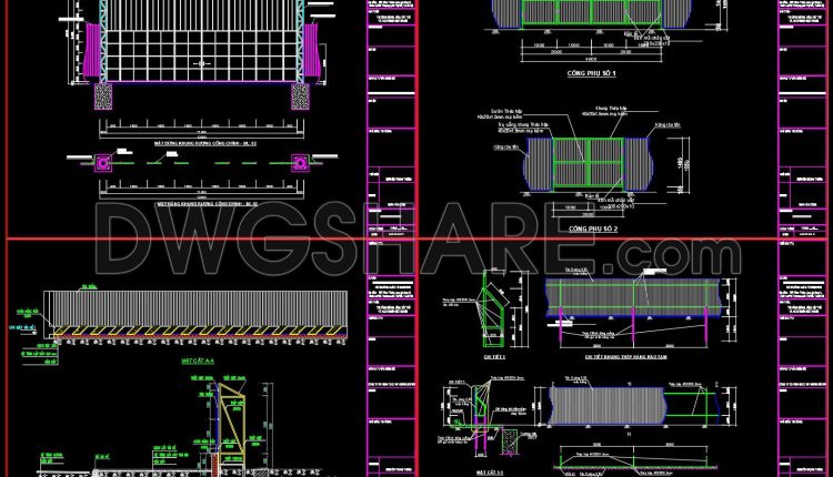 235.-steel-fence-gate-cad-drawing-plan-elevation-sections
