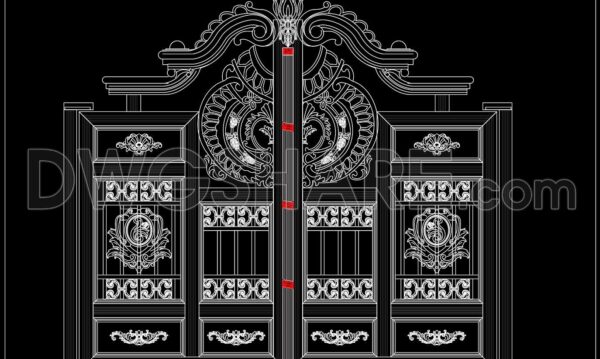5 months ago
                

                
             199249. Free CAD Drawings of Traditional Style Villa Gate with Rich Ornamental Details