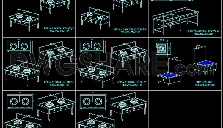 261. Comprehensive Commercial Kitchen Cad Library (asian Ranges, Western Ranges, Rice Steamers) (1)