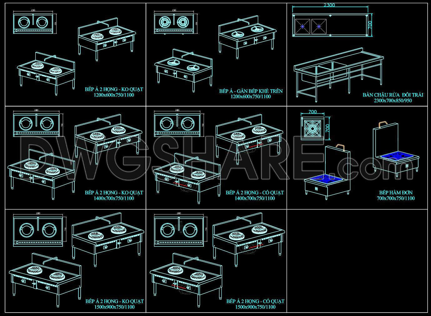 261. Comprehensive Commercial Kitchen Cad Library (asian Ranges, Western Ranges, Rice Steamers) (1)