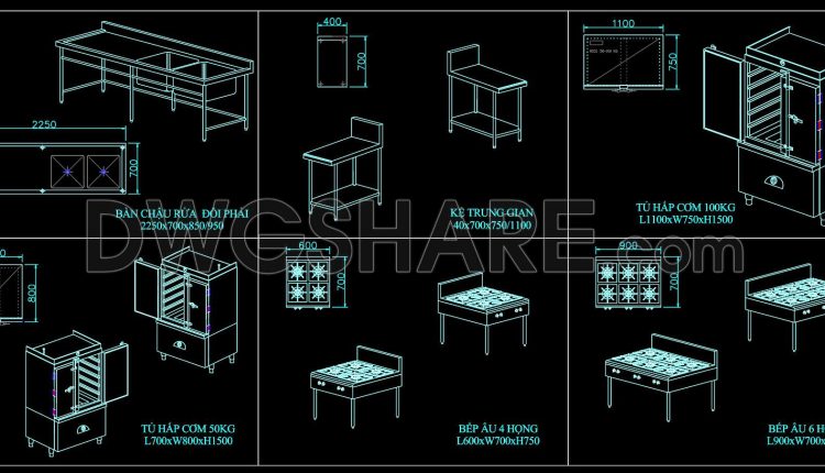 261. Comprehensive Commercial Kitchen Cad Library (asian Ranges, Western Ranges, Rice Steamers) (2)