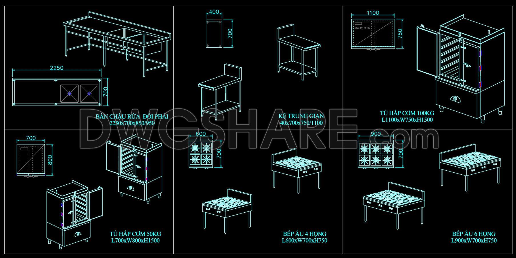261. Comprehensive Commercial Kitchen Cad Library (asian Ranges, Western Ranges, Rice Steamers) (2)