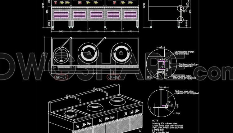 261. Comprehensive Commercial Kitchen Cad Library (asian Ranges, Western Ranges, Rice Steamers) (3)