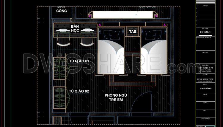29. Free 15m2 Kids Bedroom Interior Cad Drawings (dwg Download) (1)