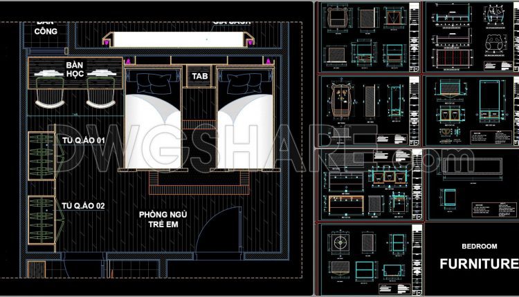 29. Free 15m2 Kids Bedroom Interior Cad Drawings (dwg Download)
