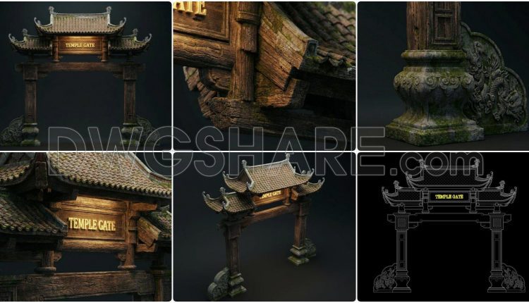 291.-free-cad-drawing-of-traditional-temple-gate-plans-elevations-sections-1