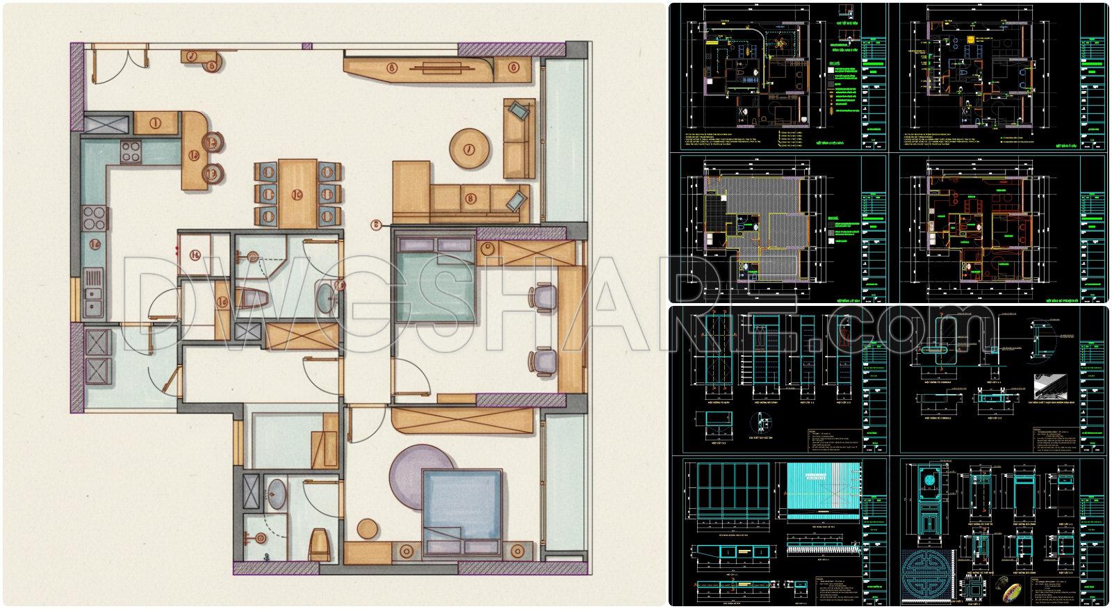 30. Download Full Interior Cad Set For 3-bedroom Apartment (dwg Files ...