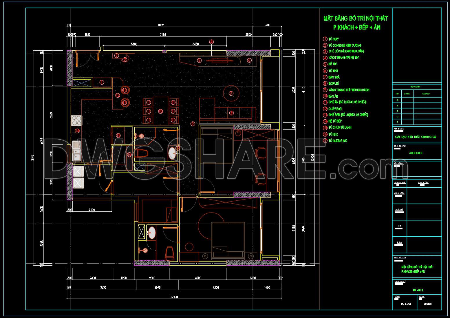 30. Free CAD Living Room Kitchen Dining Layout – Interior Design Plan