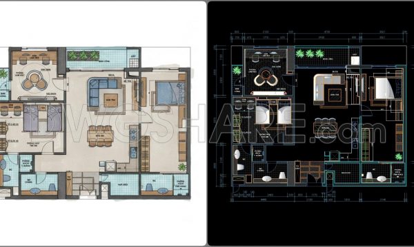 4 months ago
                

                
             761308. Free Download Apartment Floor Plan CAD Drawing (Fully Furnished Layout)