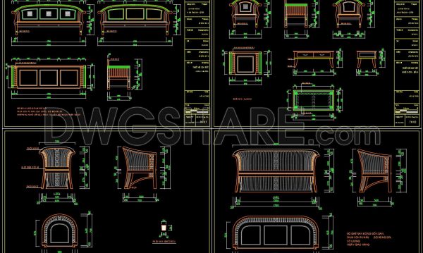 5 months ago
                

                
             727380. Free CAD File of Wooden Sofa Set – Detailed Living Room Furniture Design