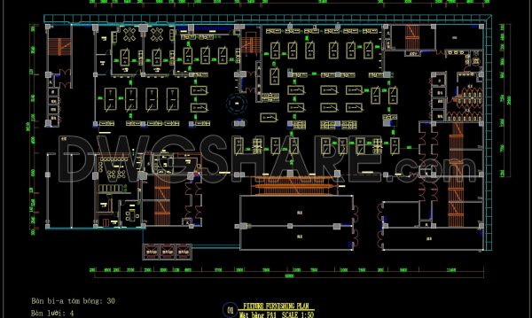 4 months ago
                

                
             42139. Free Download of CAD Floor Plan Design for a 2500m2 Billiards Club