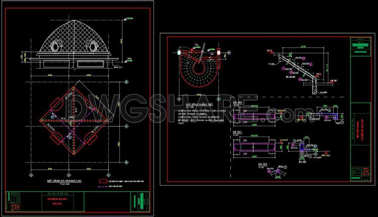 394. Free Download CAD Drawings of Dome Roof & Spiral Staircase Details (1)