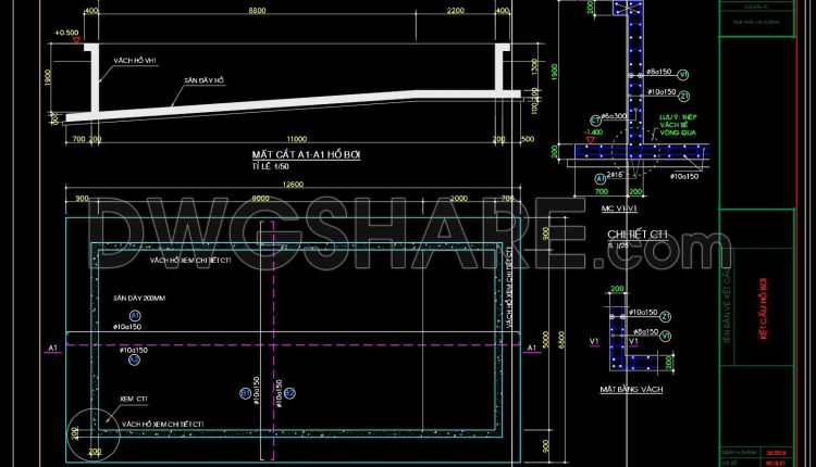 396. Structural Swimming Pool CAD Drawings – Plans, Sections, and Pool Wall Details (2)