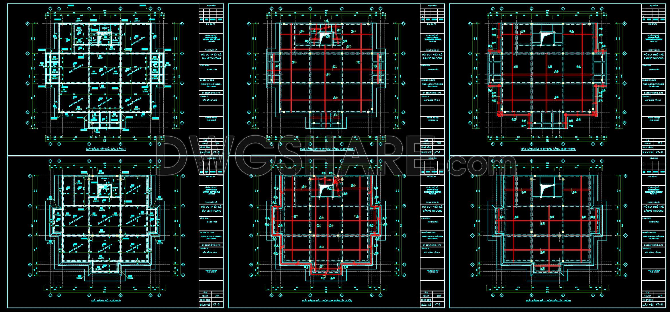 398. Free Download of Structural CAD Drawings for 13.6m x 14.9m Reinforced Concrete Townhouse (2)