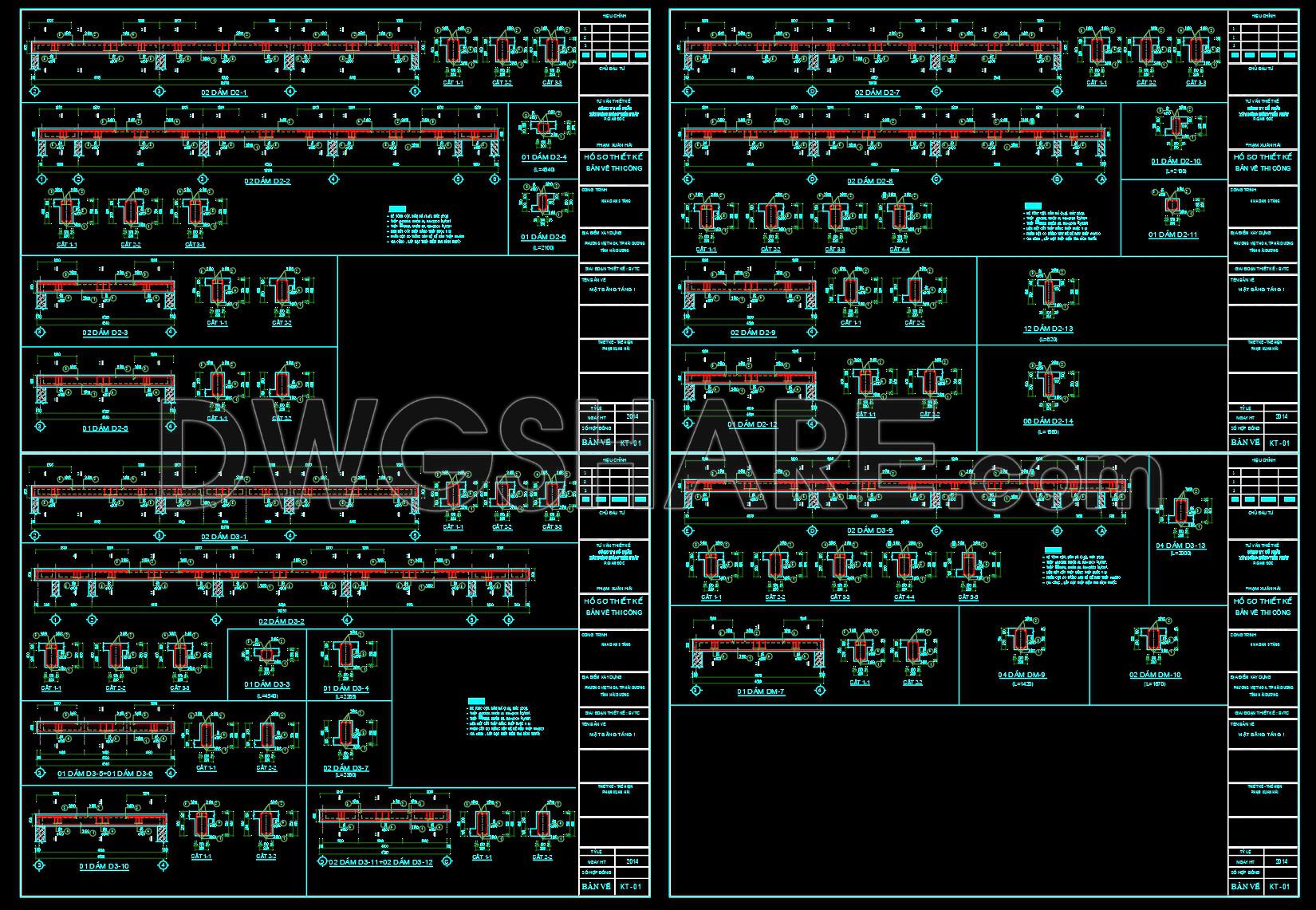398. Free Download of Structural CAD Drawings for 13.6m x 14.9m Reinforced Concrete Townhouse (3)