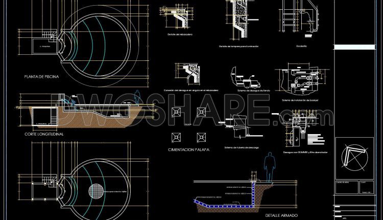 40. Free download CAD drawings for a 60m x 90m residential swimming pool (2)