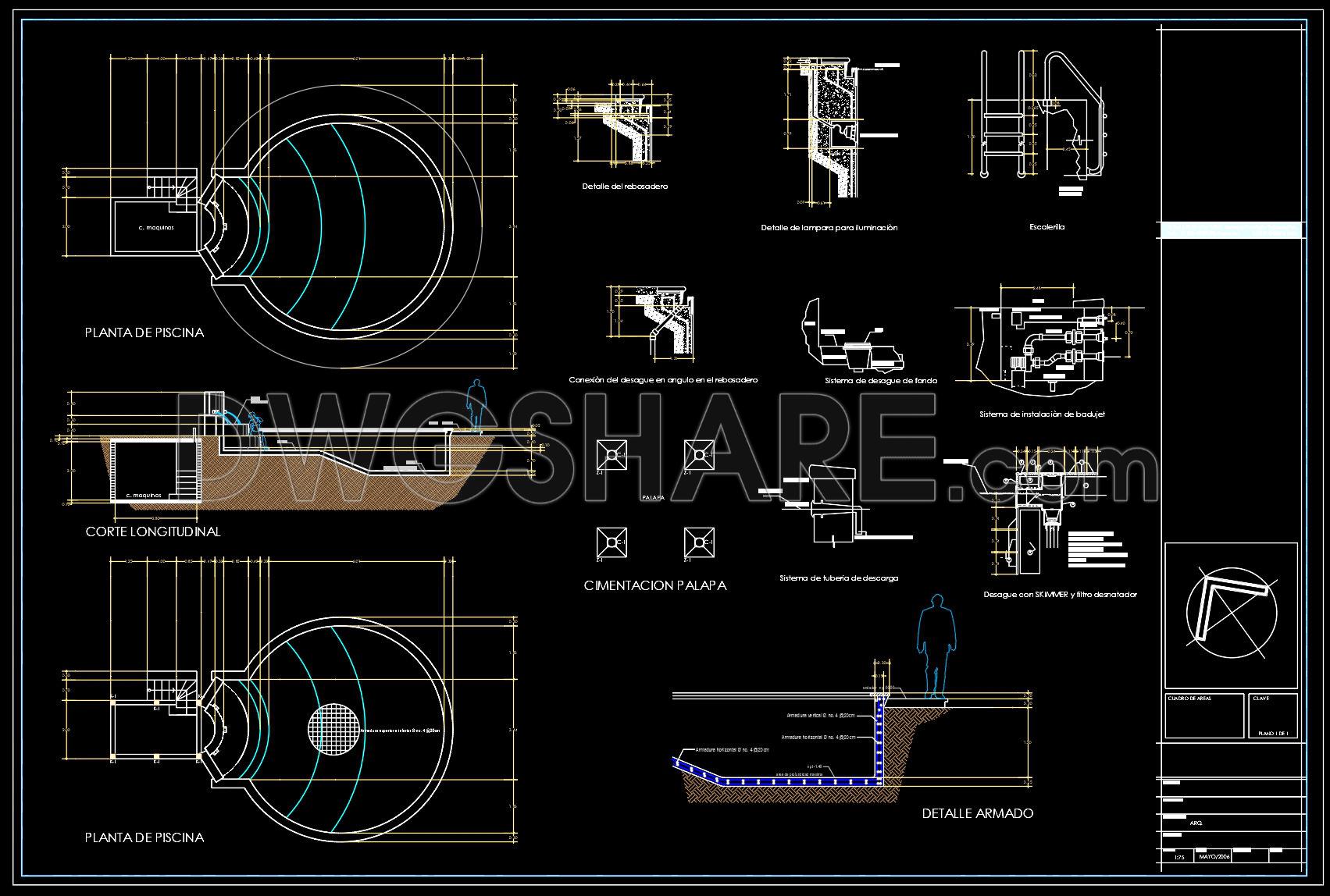 40. Free download CAD drawings for a 60m x 90m residential swimming pool (1)