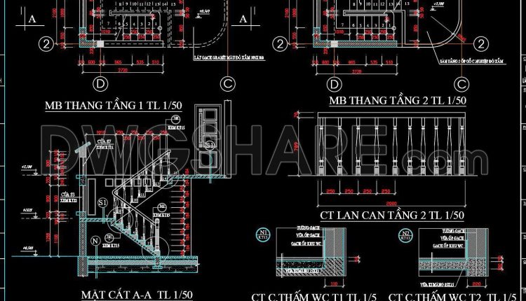 413. Free CAD Staircase Designs for Townhouses – Detailed Drawings Download (4)