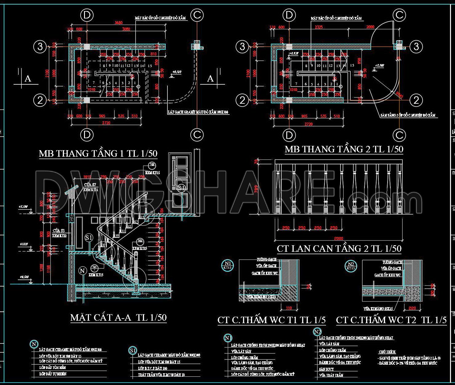 413. Free CAD Staircase Designs for Townhouses – Detailed Drawings Download (1)