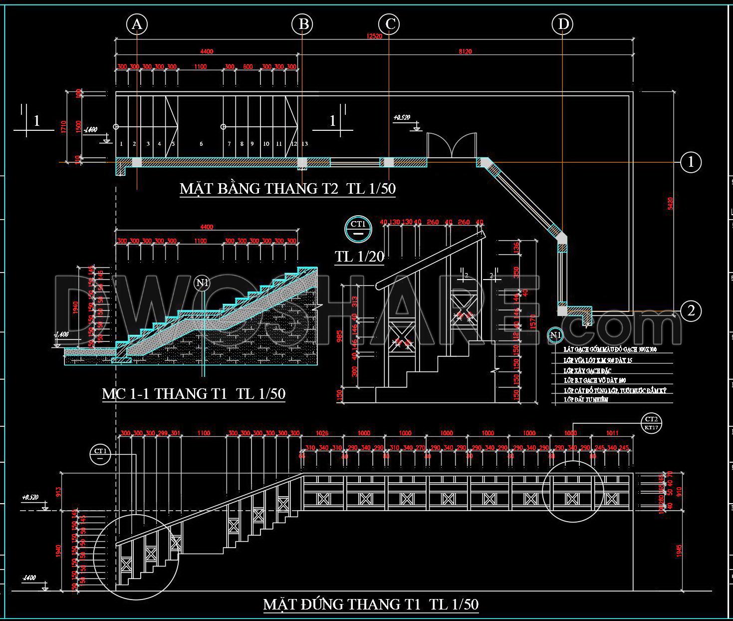 413. Free CAD Staircase Designs for Townhouses – Detailed Drawings Download (3)