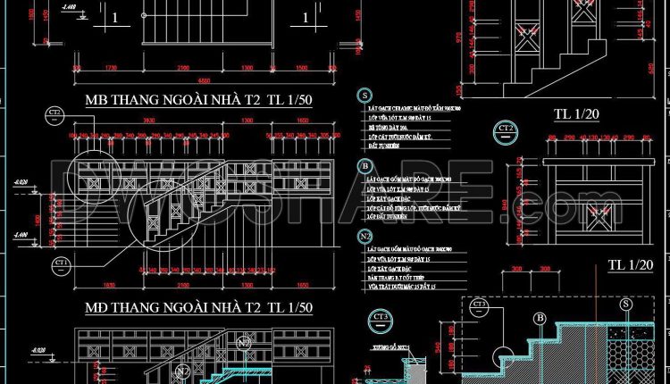 413. Free CAD Staircase Designs for Townhouses – Detailed Drawings Download (1)
