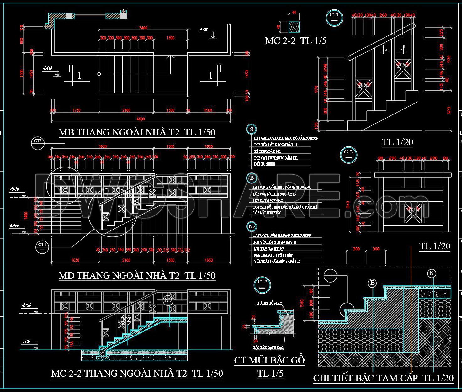 413. Free CAD Staircase Designs for Townhouses – Detailed Drawings Download (4)