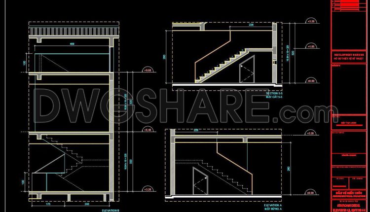 415. Free Download of Detailed Staircase Designs in CAD for Townhouses (4)