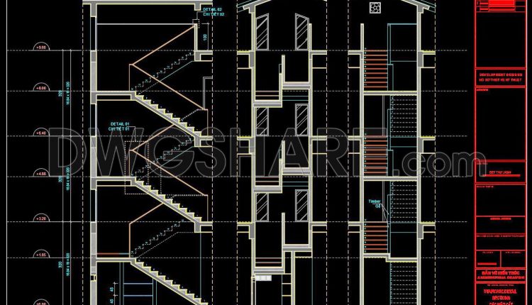 415. Free Download of Detailed Staircase Designs in CAD for Townhouses (2)
