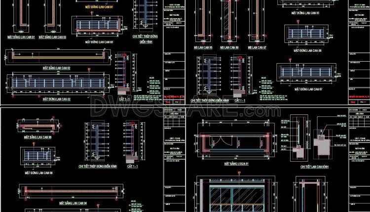 417. Free CAD Details of Glass and Metal Railings for House Design (2)
