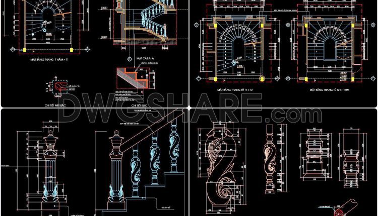 423. Download Detailed Townhouse Staircase CAD Files for Free (1)