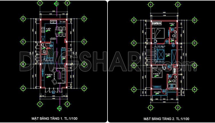 438. Download Cad Design Drawings For A 3-story House With Dimensions 4,5m x 11,5m (2)
