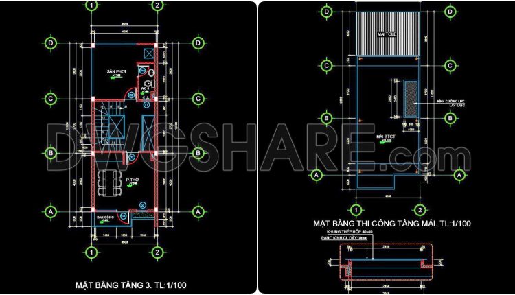 438. Download Cad Design Drawings For A 3-story House With Dimensions 4,5m x 11,5m (3)