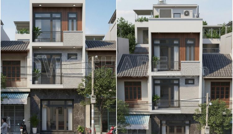 438. Download Cad Design Drawings For A 3-story House With Dimensions 4,5m x 11,5m (4)