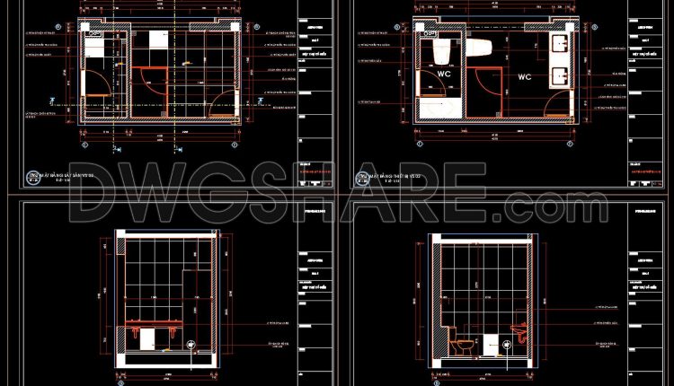 438. Free download of CAD technical drawings for the construction of bathrooms in townhouses (2)