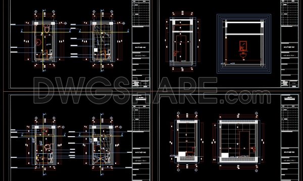 439. Free download of CAD technical drawings for the construction of bathrooms in townhouses