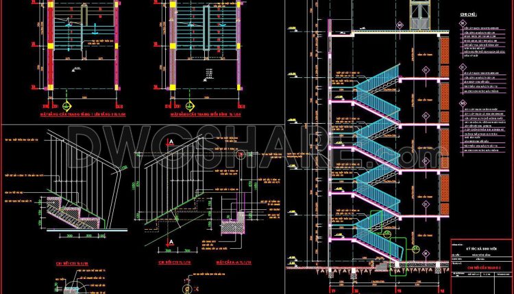 452. Download free detailed CAD drawings of iron staircase railings for dormitory buildings (1)