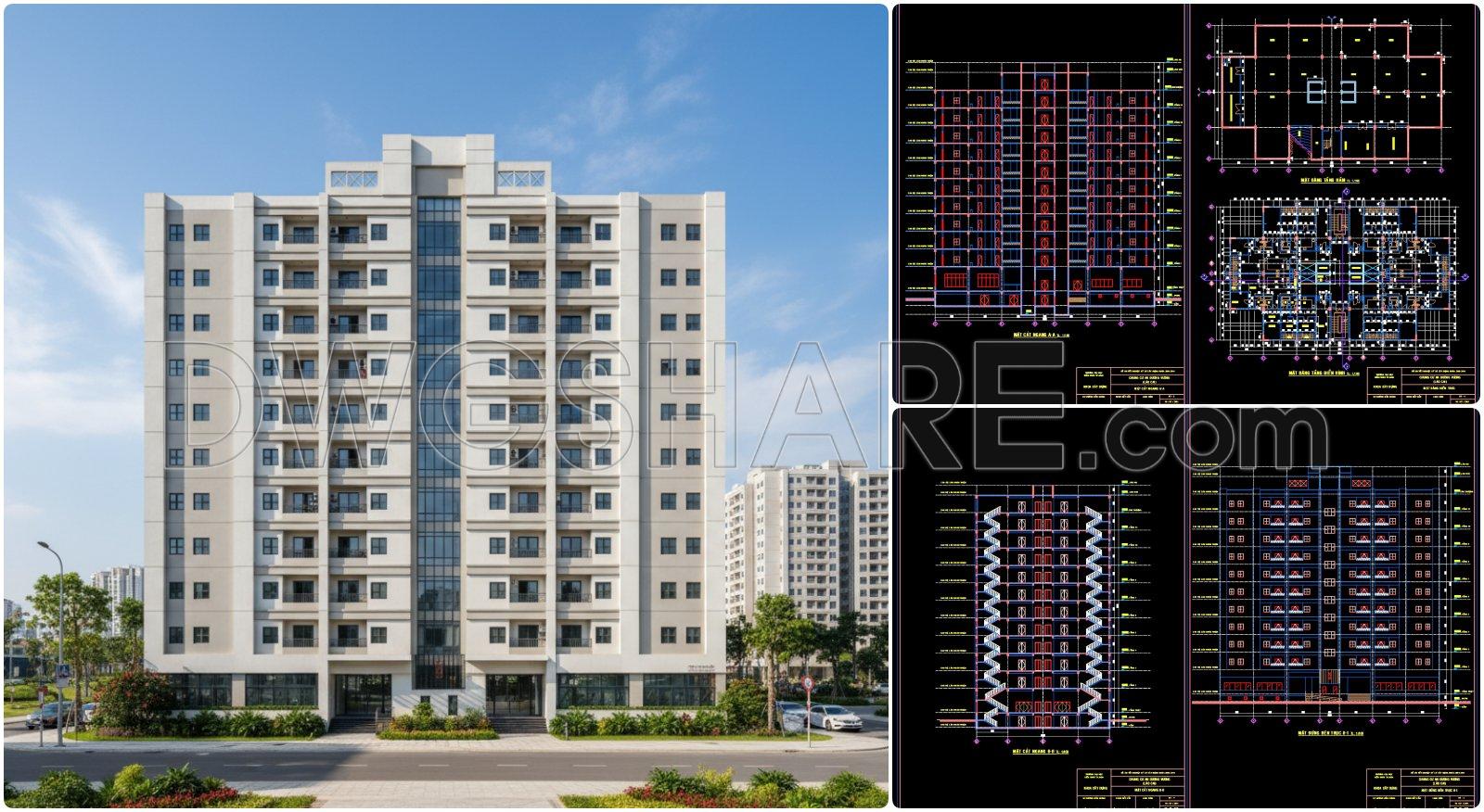 459. 12-story Apartment Building Design Project – Full Architecture, Structural Drawings, And Technical Report