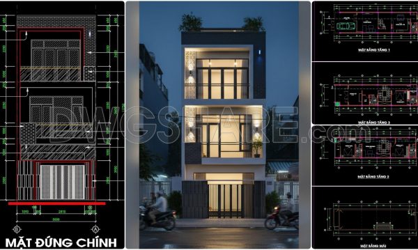 5 months ago
                

                
             528485. Download the architectural conceptual design drawings of a 3-story townhouse with an area of 5m x 19,5m